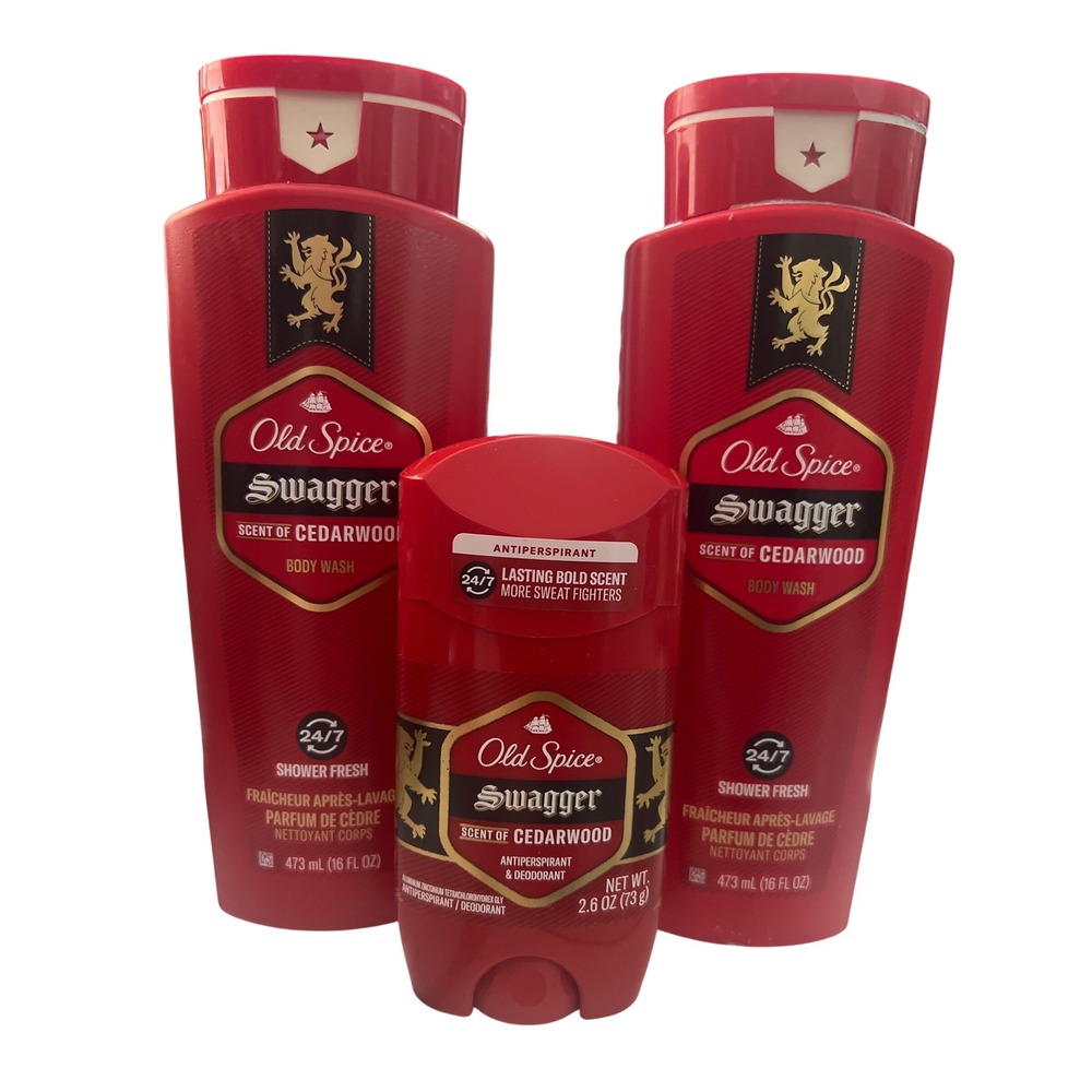 2 Old Spice Swagger Cedarwood Body Wash 16oz & 1 Antiperspirant Deodorant 2.6oz